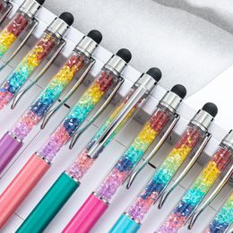 200pcs Diamond Crystal Ballpoint Pen Metal Creative Stylus Touch for Students Writing Stationery Office School Gift