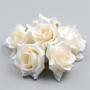 200 PCS DIY Artificielle Blanc Rose Soie Fleurs Tête Pour La Maison De Noce Décoration Guirlande Cadeau Boîte Scrapbooking Faux Fleurs 201222