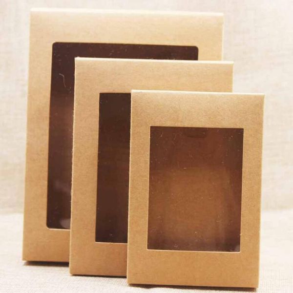 200 pièces boîte de papier pour bricolage avec fenêtre blanc/noir/kraft papier boîte-cadeau emballage de gâteau pour mariage maison fête Muffin emballage