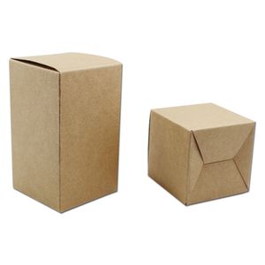 Boîte en papier Kraft brun pliable, 200 pièces, boîte d'emballage cadeau, boîte de rangement en Carton pliable pour fête de mariage