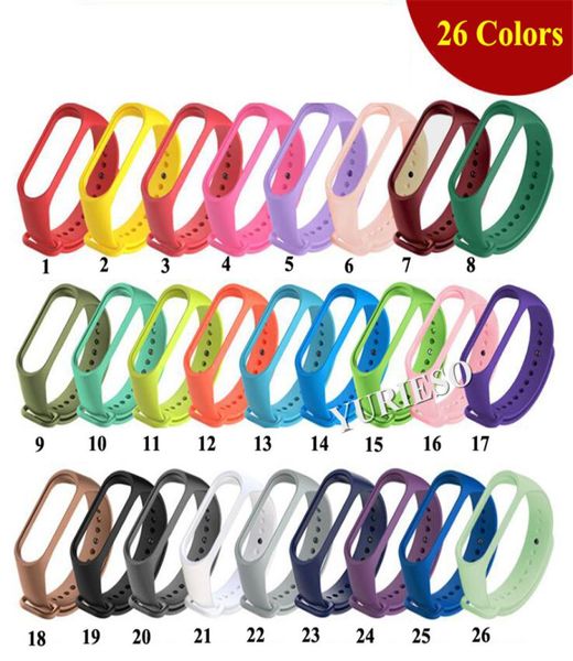 200 pièces pour Xiaomi Mi Band 34 bracelet Barcelet bracelet en Silicone coloré pour Miband 4 accessoires de bande intelligente de remplacement pour Mi Band1032383