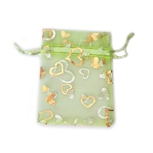 200 % Gold Heart Organza Drawstring Tassen Geschenkwikkeling Wedding Gunst Bag 7x9 cm Multi -kleuren