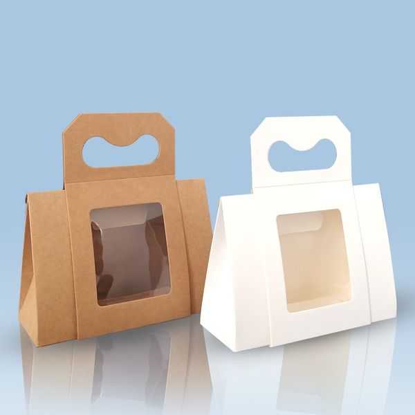 200 pièces papier Kraft Mini fenêtre petite boîte Portable chinois blanc boîte-cadeau thé emballage boîte en gros