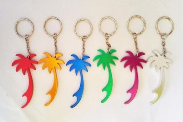 200pcs Laser Logo en aluminium Palm Palm Tree Keychain Keychain bière de bouteille outils outils de vin clés Ring 8723188