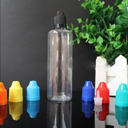 200 Pcs/Lot 100 ml bouteilles d'eliquide compte-gouttes en plastique PET vide E bouteille de jus avec couvercles colorés à l'épreuve des enfants embouts compte-gouttes minces Wwukc