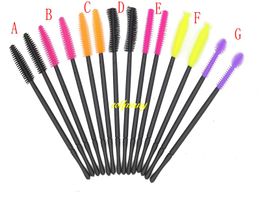 200 stks / partij Snelle Verzending Kleurrijke 10cm Disposable Siliconen Wimper Borstel Cosmetische Tool Mascara Applicator Eyelashes Cam Make Borstels