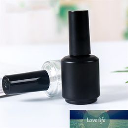 200 stks veel 15 ml Mat Zwart Wit Lege Nagellak Glazen Fles Containers met Borstel Cap319l