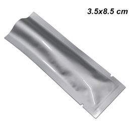 200pcs / Lot 3.5x8.5cm Pure Open Top Vacío Papel de aluminio Sellado al calor Mylar Bolsas de embalaje para bocadillos Nuez Mylar Foil Bolsa de sellado térmico al vacío