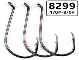 200pcs lot 8 tailles 1 08 0 8299 Octopus Crochet en acier élevé en acier barbelé aux crochets de pêche à la pesque Pesca accessoires A025296L1299657