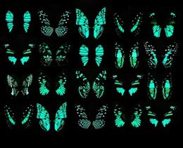 200pcs/lote 8 cm Magnet Noctilucencia Muro enfermo Luminoso 3D Butterfly calcomanías Arte calcomanías de pared de la pared Decoración del hogar magnético LL