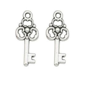 200 Stuks veel legering Key Charms Antiek zilveren Bedels Hanger Voor ketting Sieraden Maken bevindingen 22x10mm279K