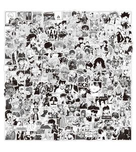 200 Pcs/Lot noir et blanc Anime mixte Graffiti autocollants Skate accessoires étanche vinyle dessin animé autocollant pour ordinateur portable bouteille d'eau téléphone Skateboard bagages