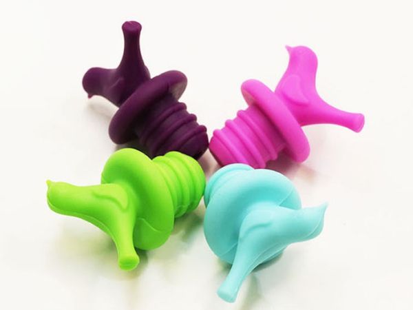 200 pcs/lot expédition rapide conception d'oiseau bouchon de vin en Silicone accessoires de barre de sécurité bouchon de bouteille de vin scellé