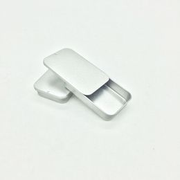200 stks / partij Snelle Verzending Plain Silver Color Metal Slide Top Tin Box, Rechthoekige Candy USB Box Case Snelle verzending