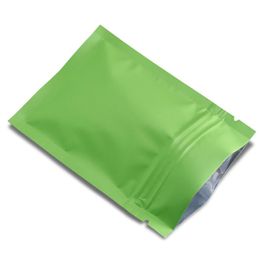 200pcs / lot Pochette d'emballage en papier d'aluminium refermable auto-scellable Vert mat Zip Lock Mylar Poudre de bonbons Odeur preuve Emballage Bag295T