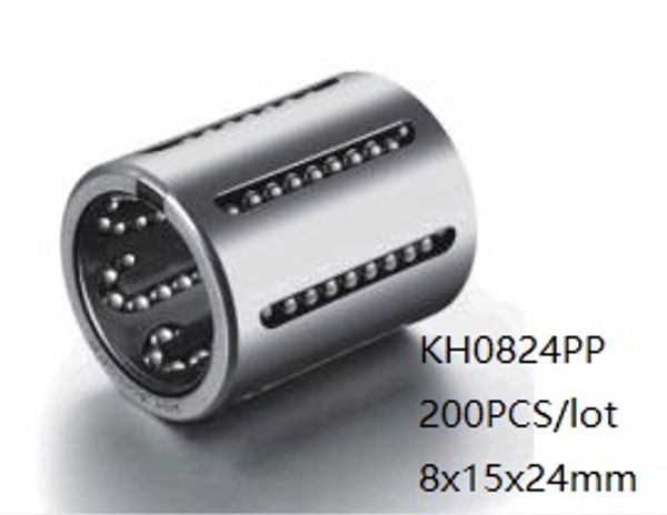 200 unids/lote KH0824PP 8mm rodamientos lineales de bolas mini prensado casquillo lineal rodamientos de movimiento lineal piezas de impresora 3d enrutador cnc 8x15x24mm