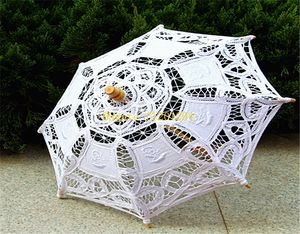 200 pcs/lot livraison gratuite dentelle soleil parapluie Parasol mariage à la main manuel à long manche pour mariée fleur filles danse parapluie