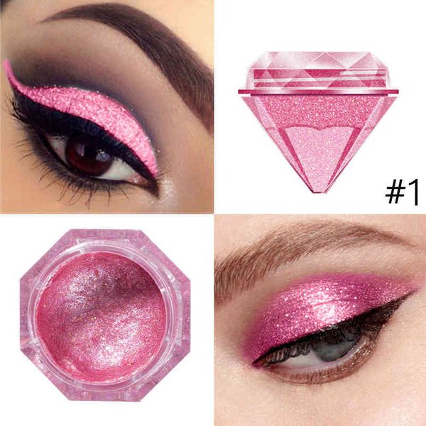 200 UNIDS / LOTE Langmanni Un solo color diamante líquido sombra de ojos brillo Impermeable Maquillaje de larga duración Brillo metálico sombra de ojos crema libre de DHL