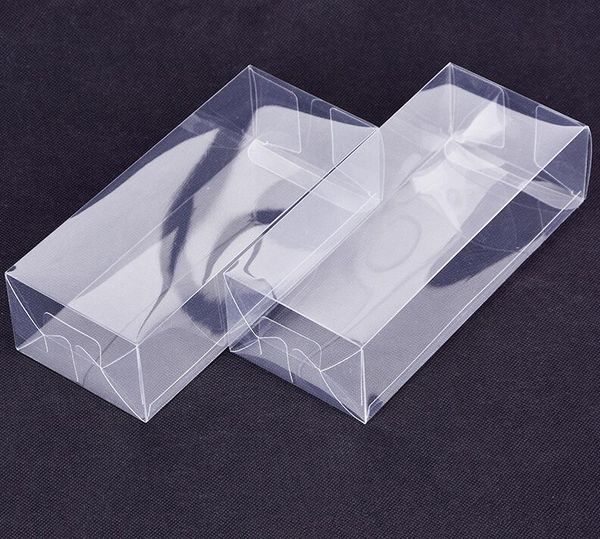 200 unids/lote caja transparente de plástico Rectangular grande/caja de embalaje de plástico de PVC transparente muestra/regalo/cajas de exhibición de artesanías