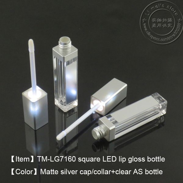 200 pcs/lot LED lumière brillant à lèvres bouteille conteneur avec miroir attaché LED brillant à lèvres étui vide cosmétique paquet livraison gratuite