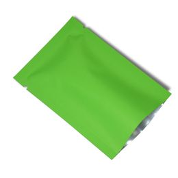 200 stks / partij matte groen voedsel zak vacuümafdichting aluminium folie open top tassen warmte afsluitbare mylar verpakking pouch kleine zak voor voedselopslag