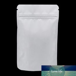 200 stks / partij matte pure aluminium folie dyypack voedsel opslag pakket pouch stand-up zelfzegel rits 5 maten witte pak tas