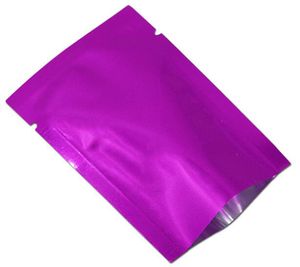 200 unids/lote bolsa Mylar de vacío púrpura con tapa abierta, bolsa de embalaje de almacenamiento de alimentos de papel de aluminio con sellado térmico para café, embalaje de azúcar de plástico