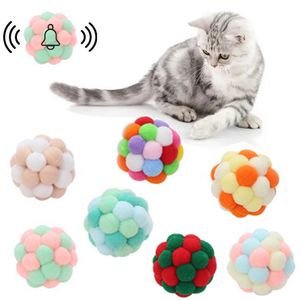 200 pcs/lot jouets pour chat pour animaux de compagnie coloré à la main balle rebondissante chaton jouets en peluche cloche balle chien jouet planète balle interactif fournitures pour animaux de compagnie