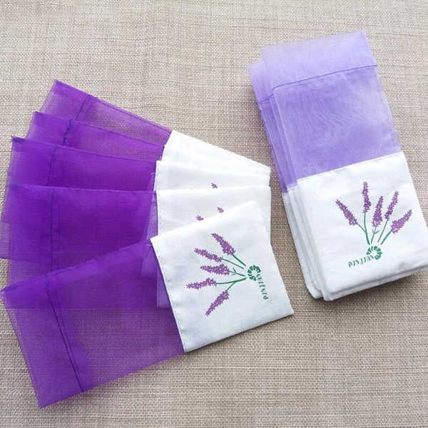 200 unids/lote bolsa de bolsita de organza de algodón púrpura lavanda paquete de flores secas DIY bolsa de regalo de fiesta de boda