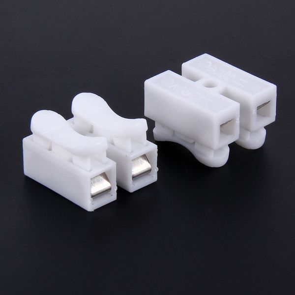 100 pcs/lot connecteur de fil de Type poussoir accessoires d'éclairage 2P connecteurs de borniers à Joint bout à bout pour alimentation de bande de LED de commande électrique de moteur