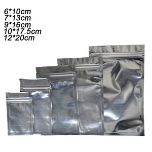 200 stks / partij hersluitbare aluminium folie rits ritssluiting plastic zak warmte afsluitbaar snoep koffie eten pakket clear poly zip lock mylar verpakking tas