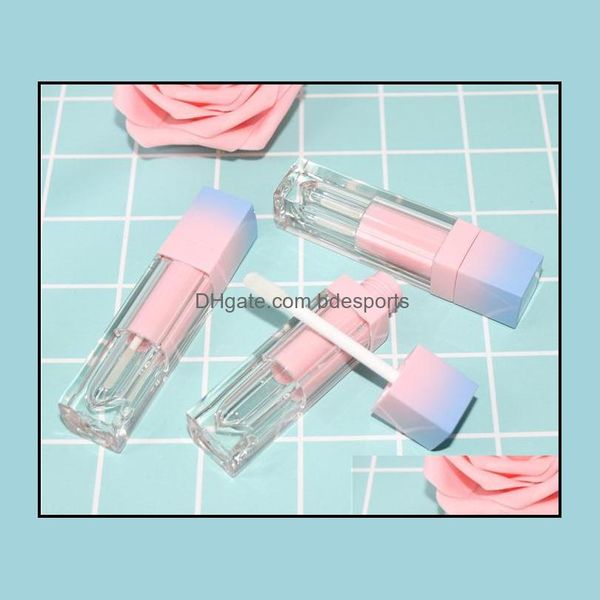 200 Unids / lote Cuadrado Vacío Tubo de Brillo de Labios Degradado Azul Plástico Elegante Lápiz Labial Líquido Envases Cosméticos 5 Ml Muestra Sn1223 Entrega de Gota 202