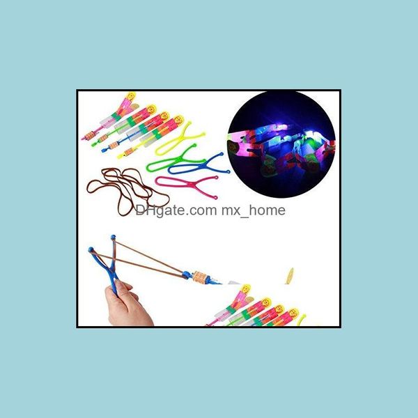 200pcs / lot ups FedEx Ship Slings LED Light Arrow Rocket Helicopter Flying Toy Party Fun Gift Gift Elastic (The Drop Livrot 2021 sets cadeaux b￩b￩