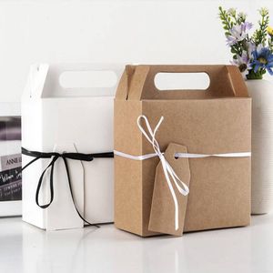 Caja de regalo de papel Kraft marrón blanco 200 unids/lote