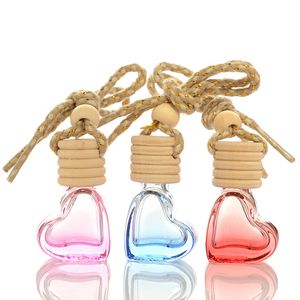 200 stks / partij houten cap auto parfum fles lege parfumflessen 5 ml glas hanger parfum diffuser flessen te koop