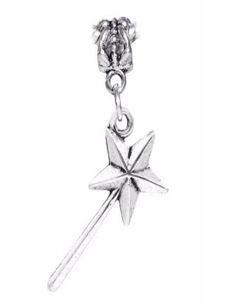 200 pièces baguette magique étoile fée princesse conte de fées balancent charme pour Bracelet de perles européen 37x13x2mm3228706