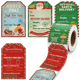 200 stks Vrolijk Kerstcadeau Tags Kerstman Etiketten Stickers Vakantiedecoratie "Vanaf" Cadeau van Kerstkaarten Present Decor