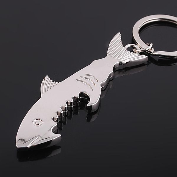 200 pièces en métal 2 en 1 porte-clés décapsuleur créatif requin poisson porte-clés ouvre-bière porte-clés anneau ouvre-boîte alliage forme de requin