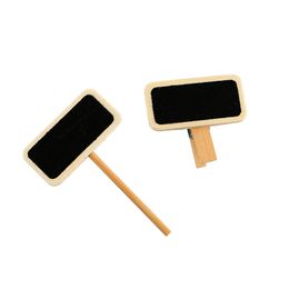 200 pcs Mini Tableau Noir Bois Message Ardoise Rectangle Clip Panneau Carte Mémos Étiquette Plan Prix Étiquette Affichage Snap Pot Fleur Nom Plaque