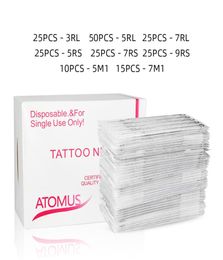 200pcs Aigneurs de tatouage jetable assorties mixtes stérilisées 3RL 5RL 7RL 5RS 7RS 9RS 5M1 7M1 TATOO Machine Grip Agujas Micoblading9007341