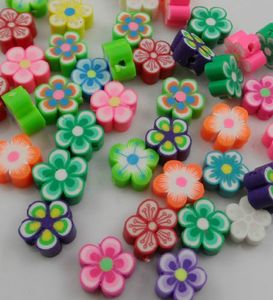 Perles d'espacement de fleurs en argile Fimo polymère mélangées, 200 pièces, pour la fabrication de bijoux, 10x5mm