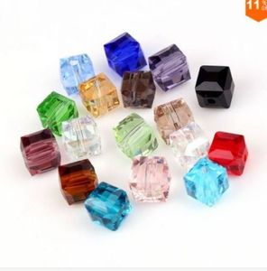 200pcs mélange perles carrées cristales perles de cristal perle en verre à facettes pour boucles d'oreille bijoux 6 mm 8 mm