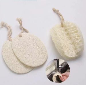 Almohadillas exfoliantes corporales de ducha de baño de esponja de lufa Natural de 200 Uds. Con cuerda de algodón colgante para el hogar SN4786