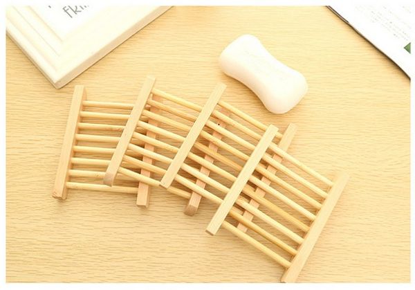 200pcs plateau en bois naturel Saver Saver Dish Rack Deck titulaire plat assiette de douche plaque Box Home Wash salle de bains Decor