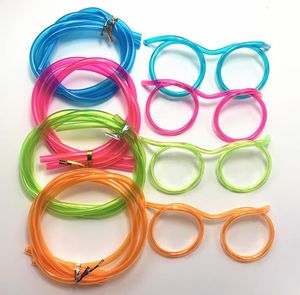 200 pcs Nouveauté Incroyable Silly Multi-couleurs Lunettes Paille Drôle Boire Cadres Lunettes Pailles DIY Enfants Enfants Drinkware Fournitures Pour Party Favor SN2502