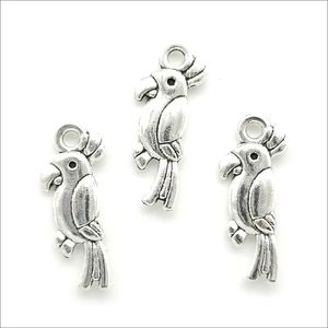 200 stks Parrot Birds Alloy Tibetan Silver Hangers Charms Voor Sieraden Maken Armband Halsband Oorbellen DIY 20 * 8mm