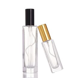 200 Uds botella de Perfume de plata pulida diseño 50ml botella de Perfume de vidrio vacía cuadrada rellenable con para regalo