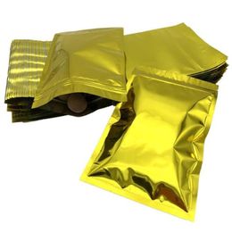 200 Stuks Hersluitbare Gouden Aluminiumfolie Verpakkingszakken Klepsloten met een ritssluiting Pakket Voor Gedroogd Voedsel Noten Bonen Verpakking Opbergtas Ifqvi