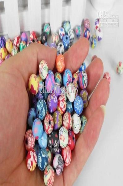 200pcs Rondelle Polymère à main argile FIMO Perles Fit Bracelet Collier 10mm6969446