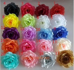 200 Uds. Rosa 10cm 20 colores tela Artificial seda Rosa flor cabeza diy decoración vid boda arco pared flor accesorio envío gratis